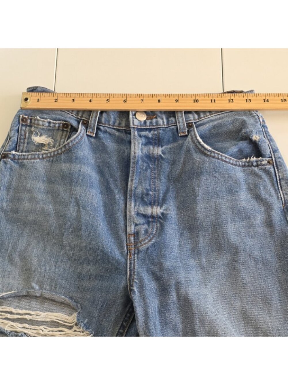 Reformation Cynthia High Relaxed Distressed Jeans 27 Blue Oahu Wash Cotton Edgy - Picture 5 of 16